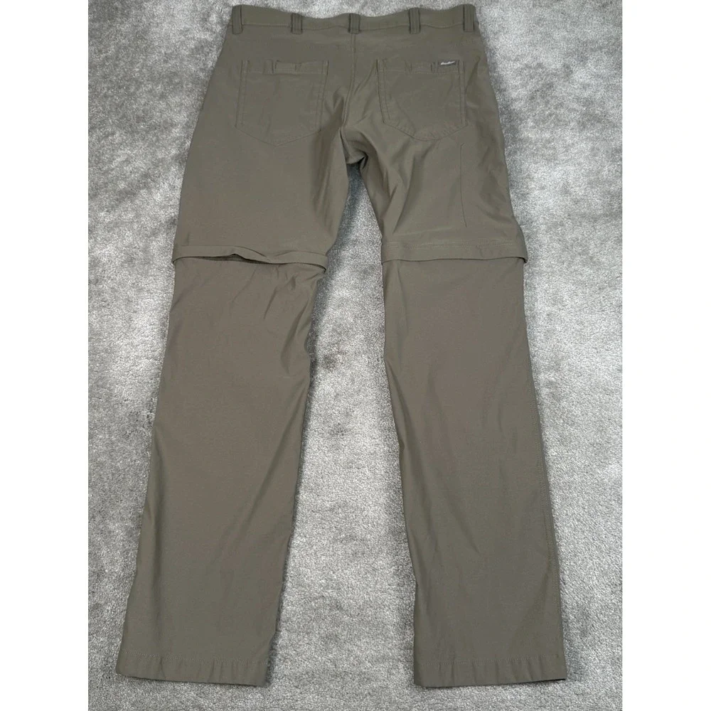Eddie Bauer Convertible Tech‎ Pants Mens 38x34 Green Hiking Lightweight Shorts